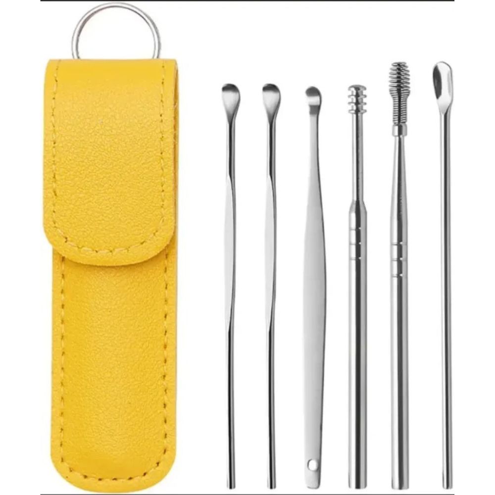 6 Pieces Ear Wax Cleaning Kit aximart products (7) 6-Piece Ear Wax Removal Kit Stainless Steel Ear Picks Super Safe, Reusable & Travel-Friendly Set - Image 8