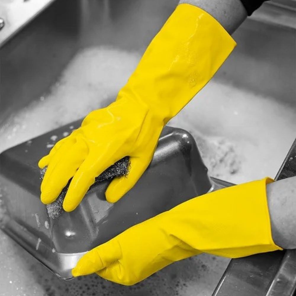 Silicone Washing Full Finger Gloves For Home & Kitchen aximart cleaning products (3) Silicone Dishwashing Gloves Reusable, Super Heat-Resistant & A1 Waterproof for Kitchen Cleaning - Image 4
