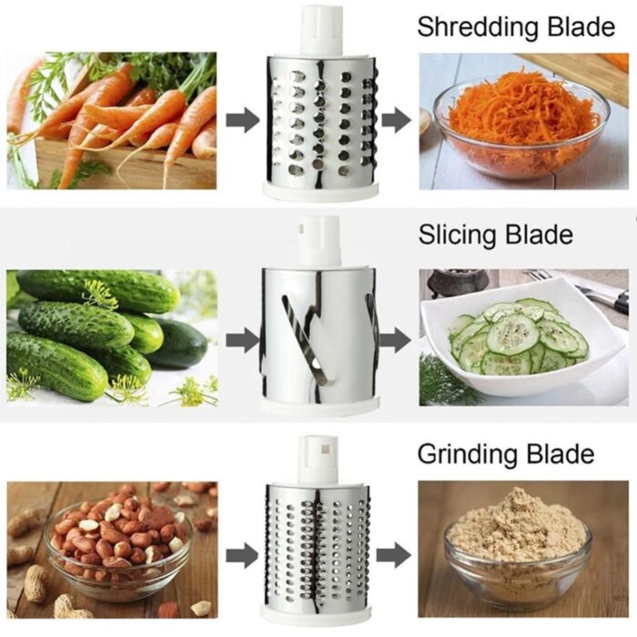 3-in-1 Drum Grater Manual food and Vegetable Cutter, Super Slicer & Grater Tabletop Kitchen Tool - Image 4