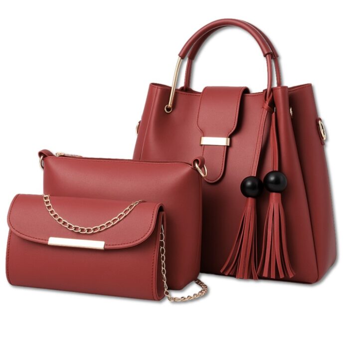 3-Piece Soft Leather Handbag Set for Women, Stylish Tote Bag, Shoulder Bag, Wallet with Keychain, Elegant Daily Use Purses for Office, Travel, Shopping, Gifts, and Special Occasions - Image 2