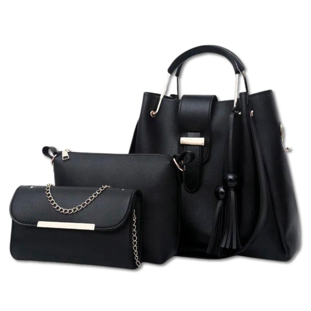 3-Piece Soft Leather Handbag Set for Women aximart products images (4) 3-Piece Soft Leather Handbag Set for Women, Stylish Tote Bag, Shoulder Bag, Wallet with Keychain, Elegant Daily Use Purses for Office, Travel, Shopping, Gifts, and Special Occasions - Image 3