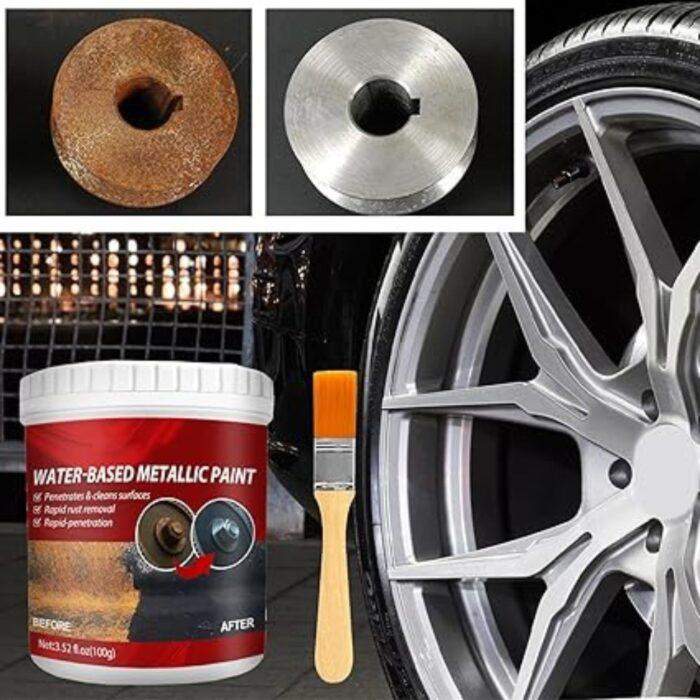 300g Water Based Anti Rust Metallic Paint with Epoxy Coating and Brush, High-Temperature & Salt Spray Super Resistant Rust - Image 3