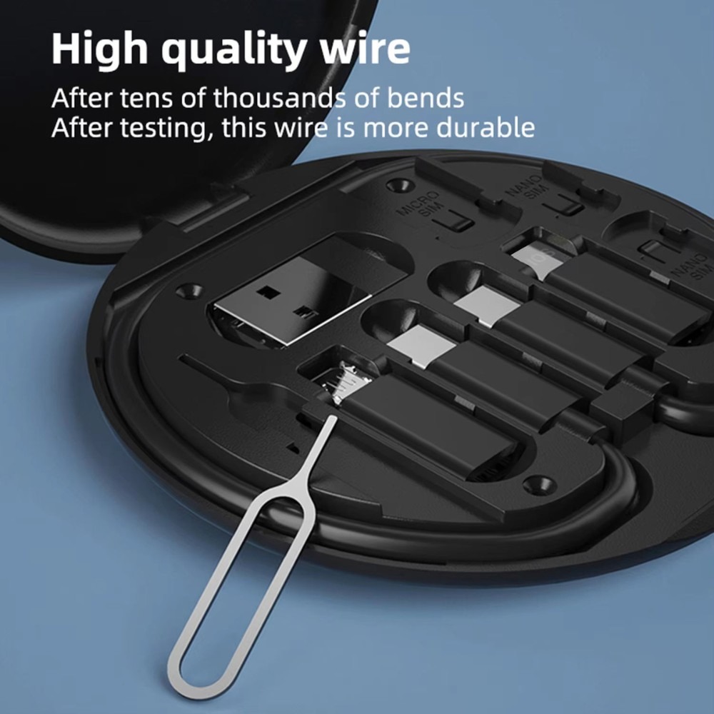 5 In 1 Data Cable Set All Solutions In One aximart products images (1) 60W Fast Charging Multifunctional Cable Kit 3-in-1 USB Type C Cable with Lightning & Micro USB Adapters, SIM Storage, Super Stand & Travel Case for Android and iOS - Image 3
