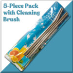 Stainless Steel Reusable Metal Straws 5 Piece Pack with Super Cleaning Brush BPA Free, Food Grade