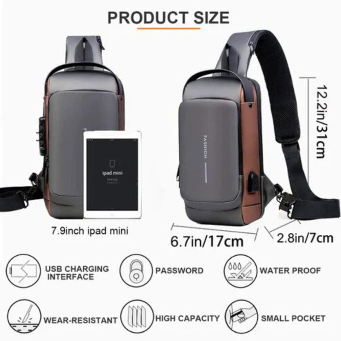 Multifunction Anti-Theft USB Charging Crossbody Shoulder Bag 🛅🔐 Stylish, Secure & Perfect for Everyday Use & Travel in Pakistan - Image 3