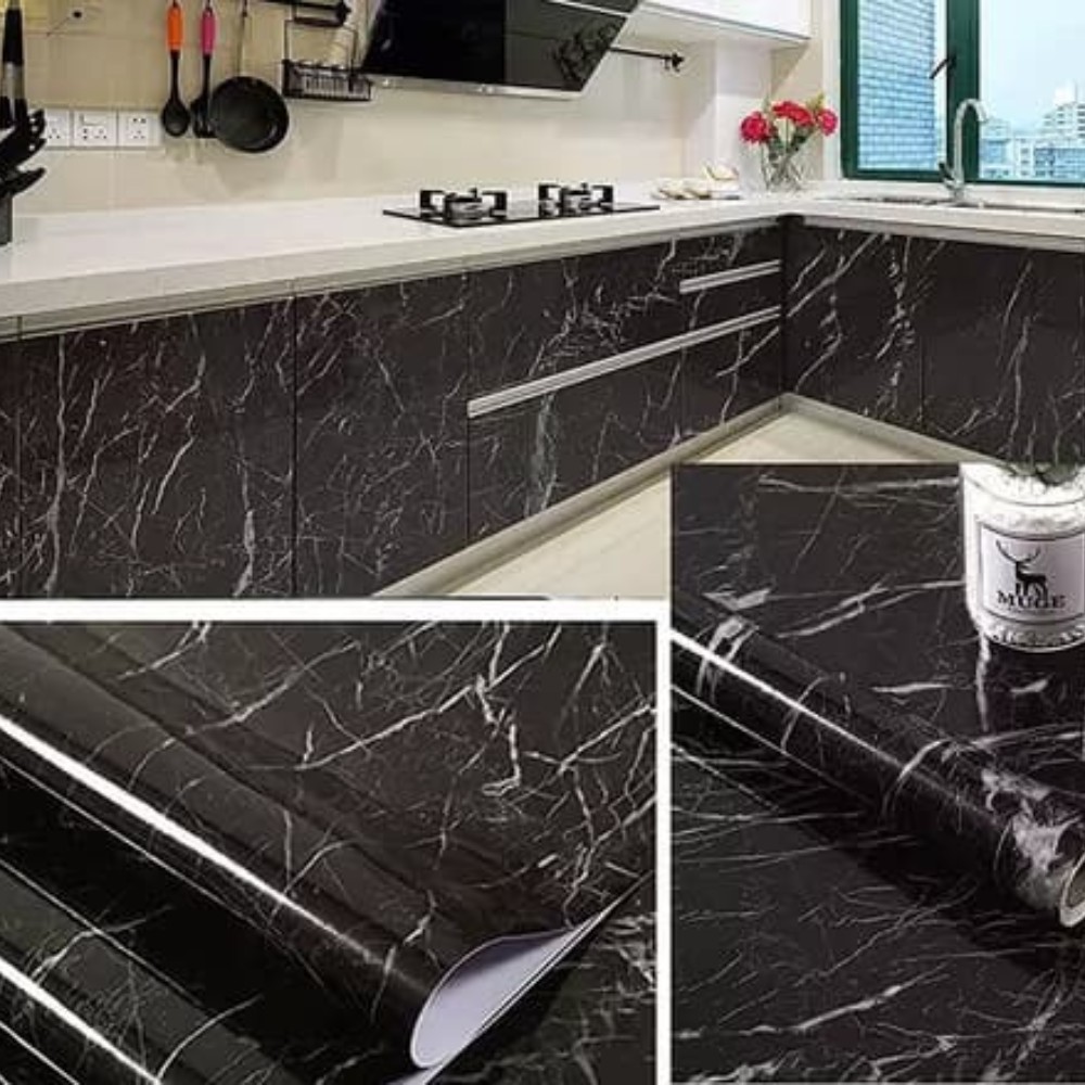 Black Marble sheets aximart pictures (3) Marble Style Self-Adhesive Wallpaper Sheets Waterproof, Heat Resistant & Easy to Apply Wall Stickers, Marble Sheets & Wall Paneling - Image 4