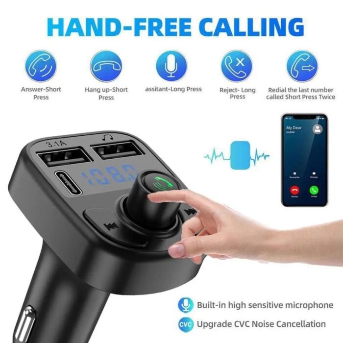 C1 Car MP3 Player with Bluetooth Connectivity, Wireless FM Transmitter, USB and SD Card Super Support, Hands-Free Call Receiver, Type-C Charging, Radio Frequency Matching, Premium Car Accessory Modulator - Image 4