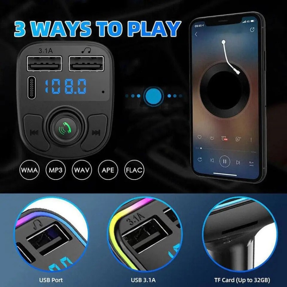 C1 Car MP3 Player, Bluetooth Car Transmitter aximart products images (5) C1 Car MP3 Player with Bluetooth Connectivity, Wireless FM Transmitter, USB and SD Card Super Support, Hands-Free Call Receiver, Type-C Charging, Radio Frequency Matching, Premium Car Accessory Modulator - Image 3