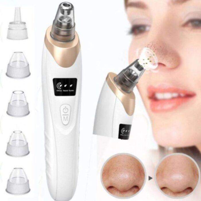 Electric blackhead Suction remover machine with LED display and 5 suction probes for deep pore cleansing – Best rechargeable vacuum tool in Pakistan.