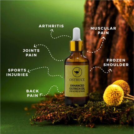 Enhanced Ostrich Oil for Joint and Muscle Pain Relief, 100% Natural and Organic Anti-Inflammatory Oil, Deep Penetrating Formula for Arthritis, Injury Recovery, Improved Circulation, No Chemicals or Steroids, Safe for All Skin Types (Available in 30ml and 50ml)