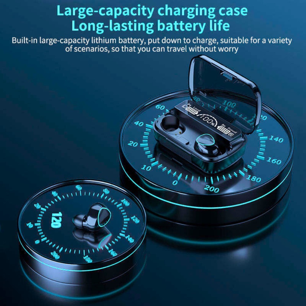 M10 Damix earbuds aximart products images (6) 🎧 M10 Damix V 5.3 Bluetooth Wireless Headset with LED Display, Magnetic Charging, Touch Control & Long Battery Life – Best Price in Pakistan - Image 3