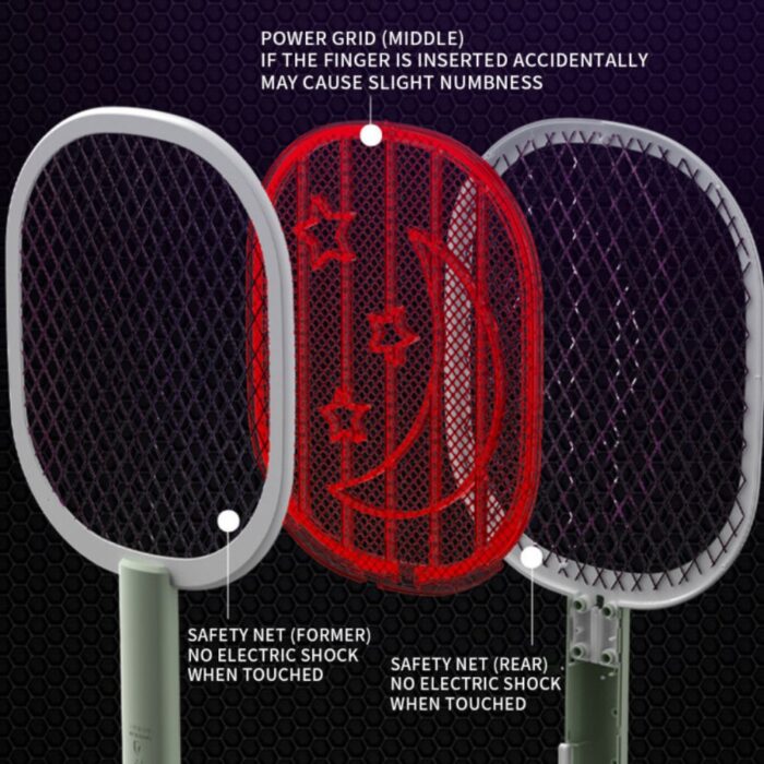 Mosquito Racket Electric Fly Swatter, Powerful USB Rechargeable Insect Killer with LED Light, Safe 3-Layer Mesh | Indoor & Outdoor Bug Zapper - Image 2