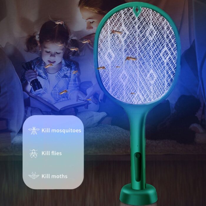 Mosquito Racket Electric Fly Swatter, Powerful USB Rechargeable Insect Killer with LED Light, Safe 3-Layer Mesh | Indoor & Outdoor Bug Zapper - Image 6