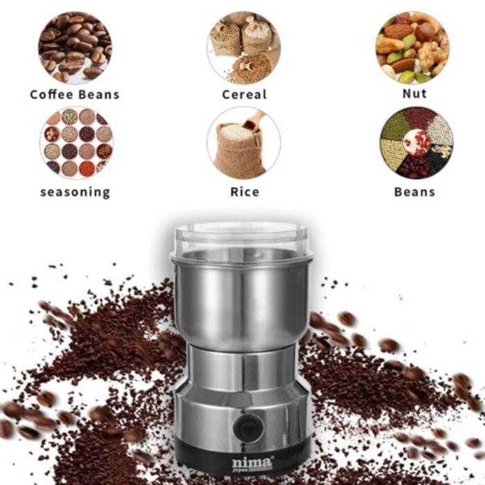 Nima Multi Purpose Electric Coffee Grinder 300W Stainless Steel Automatic Grinder for Beans, Spices, Nuts, and Grains with Transparent Lid and High-Speed Motor - Image 6