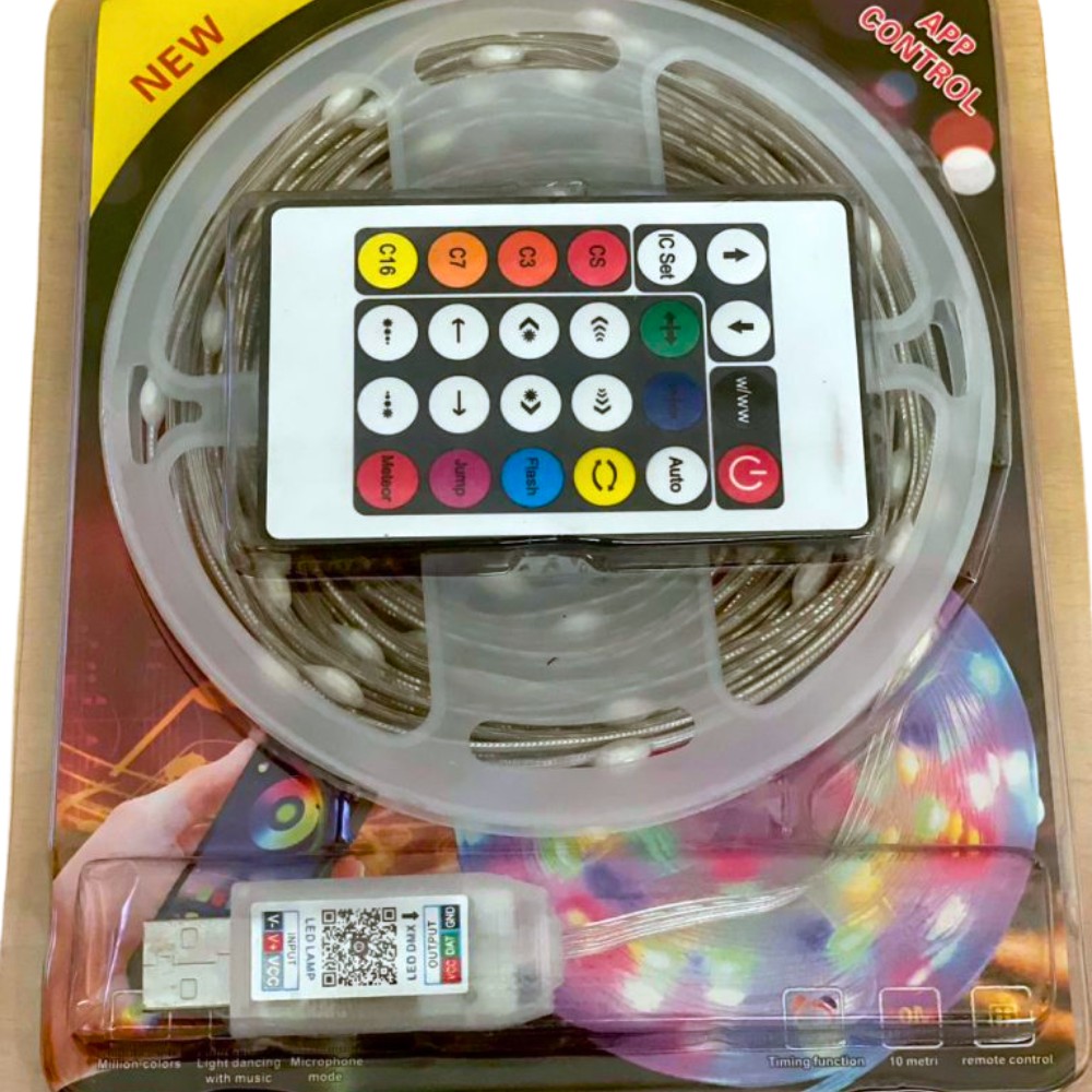 RGB Fairy Lights, Smart String Lights aximart products pictures (1) Mega Power Smart RGB Fairy Lights, 16+ Colours, 33ft 100 LED, Voice & App Control via Miracle Star, Music Sync, 24-Key Remote, USB Powered, Color-Changing String Lights for Bedroom, Party, Garden, Diwali & Christmas Decor - Image 2