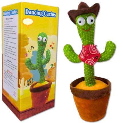 Rechargeable Dancing Cactus Toy with Hat – Interactive Singing, Talking Plush Toy with Lights for Toddlers & Kids in Pakistan