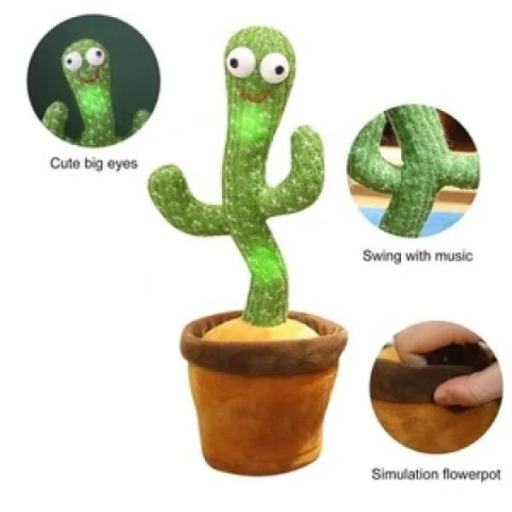 Rechargeable cactus toy aximart products images (3) Rechargeable Dancing Cactus Toy with Hat, #1 Singing, Super Talking, Light-Up Plush for Toddlers & Kids - Image 5