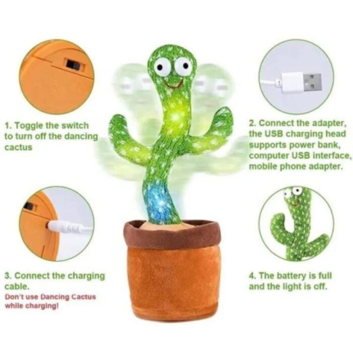 Rechargeable Dancing Cactus Toy with Hat, #1 Singing, Super Talking, Light-Up Plush for Toddlers & Kids - Image 8