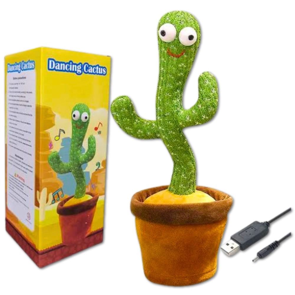 Rechargeable cactus toy aximart products images (8) Rechargeable Dancing Cactus Toy with Hat, #1 Singing, Super Talking, Light-Up Plush for Toddlers & Kids - Image 3