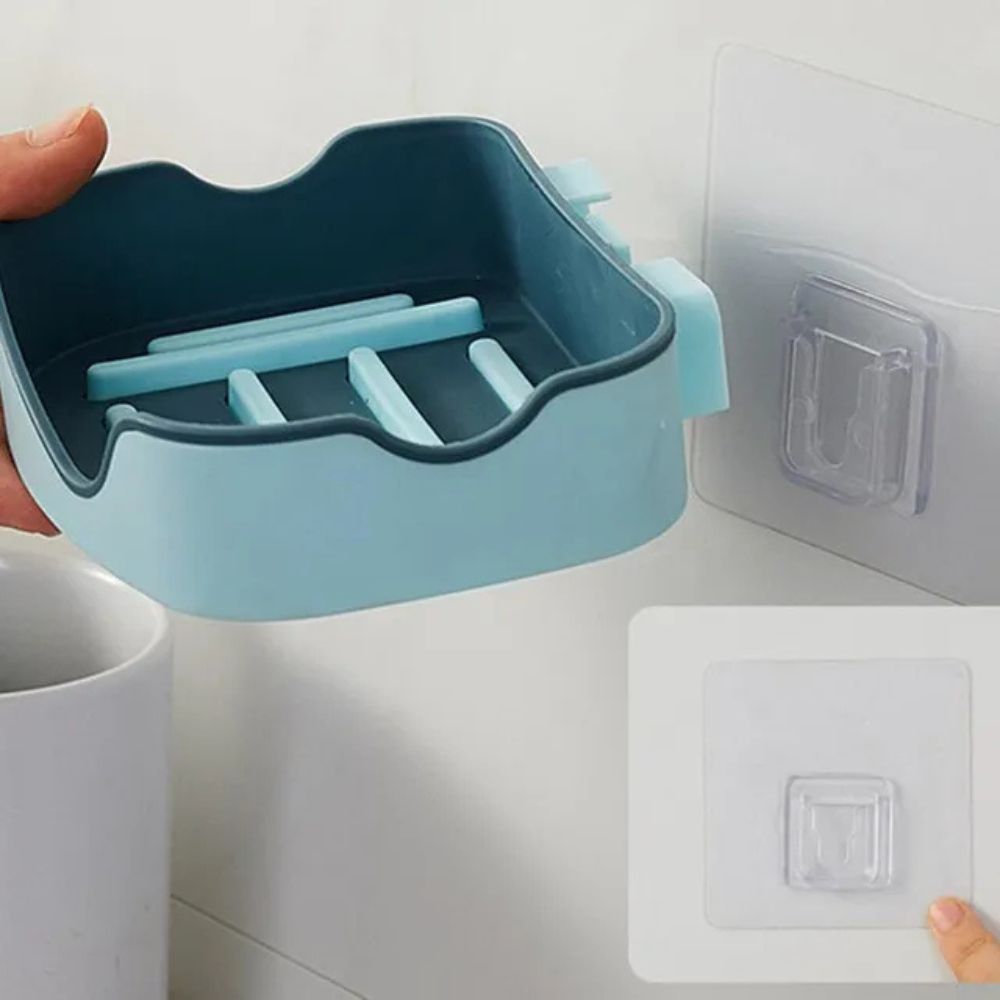 Self-Draining Design – Keeps your soap dry by allowing excess aximart products pictures (1) Top Quality Wall Mounted Soap Holder, A1 Soap Dish with Drain, Super Space Saving Stand for Bathroom & Kitchen - Image 6