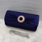 Semi Fancy Clutch Handbag for Girls and Women, Fancy Wedding Clutch with Long Chain, Elegant Party and Event Purse with Inside Zip Pocket - Image 4