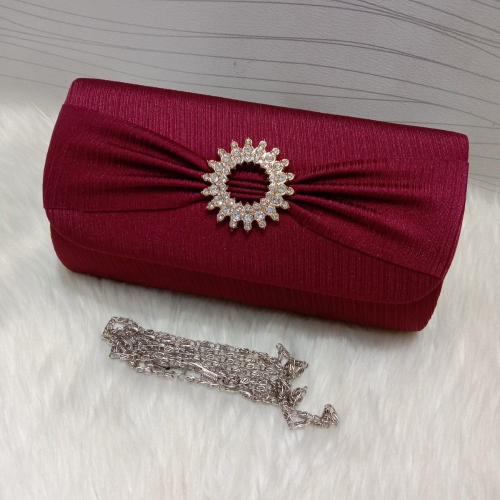 Semi Fancy Clutch, Wedding Clutch aximart products images (4) Semi Fancy Clutch Handbag for Girls and Women, Fancy Wedding Clutch with Long Chain, Elegant Party and Event Purse with Inside Zip Pocket - Image 5
