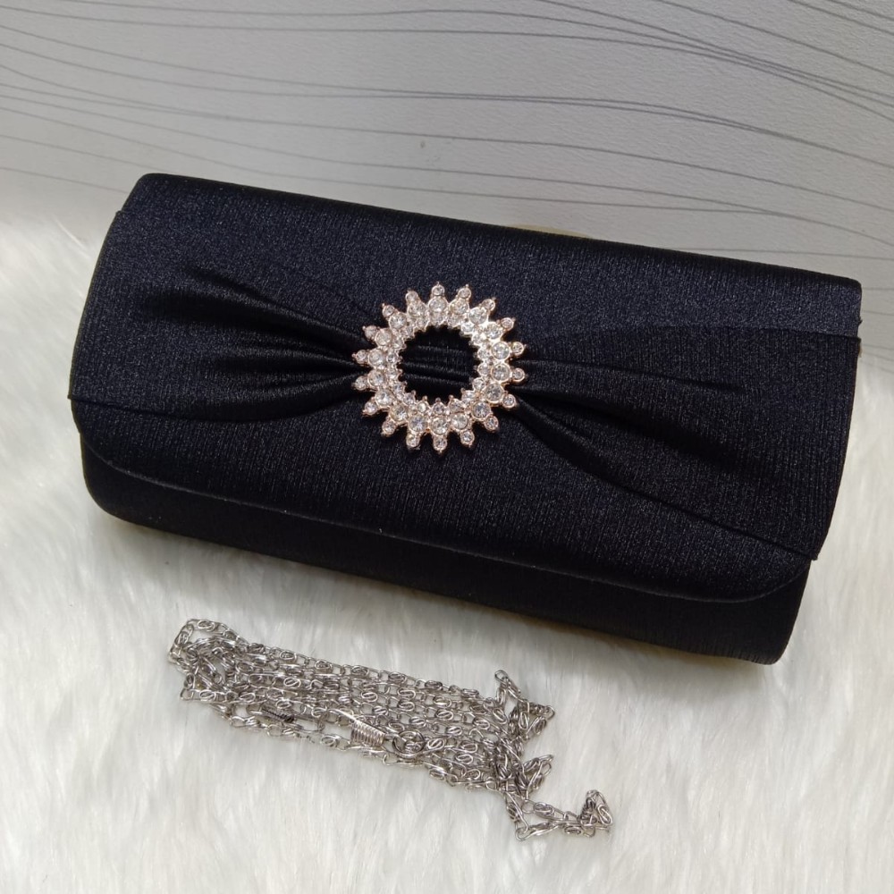 Semi Fancy Clutch, Wedding Clutch aximart products images (6) Semi Fancy Clutch Handbag for Girls and Women, Fancy Wedding Clutch with Long Chain, Elegant Party and Event Purse with Inside Zip Pocket - Image 3