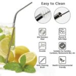 Stainless Steel Reusable Metal Straws 5 Piece Pack with Super Cleaning Brush BPA Free, Food Grade - Image 2