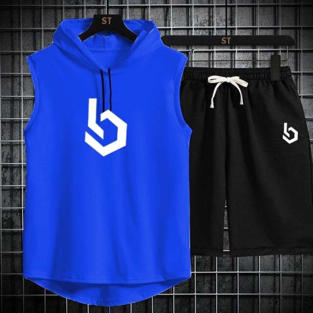 Summer Gym Hooded Short (1) Summer Gym Hooded Short Track Suit, Breathable A1 Jersey Fabric, Super Stylish Sportswear for Men - Image 4