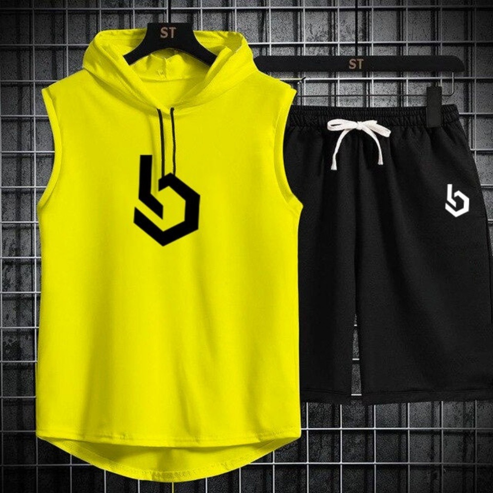 Summer Gym Hooded Short (3) Summer Gym Hooded Short Track Suit, Breathable A1 Jersey Fabric, Super Stylish Sportswear for Men - Image 5