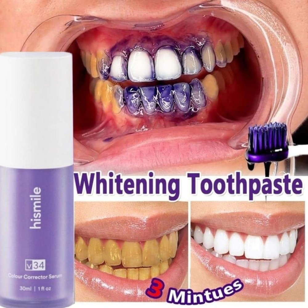 Teeth Whitening Serum and brush aximart products images (11) Original Teeth Brightening Hismiles V34 Colour Corrector Serum, Instant Teeth Whitening Solution, with Micro Nano Toothbrush for Sensitive Gums, Deep Cleaning Soft Bristles, Gentle Gum Care Combo - Image 5