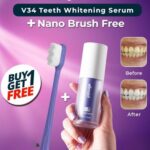 Original Teeth Brightening Hismiles V34 Colour Corrector Serum, Instant Teeth Whitening Solution, with Micro Nano Toothbrush for Sensitive Gums, Deep Cleaning Soft Bristles, Gentle Gum Care Combo