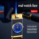 Refillable Fancy Watch Lighter Stylish Metal Timepiece with Windproof Blue A1 Jet Super Flame and Push-Button Ignition - Image 4
