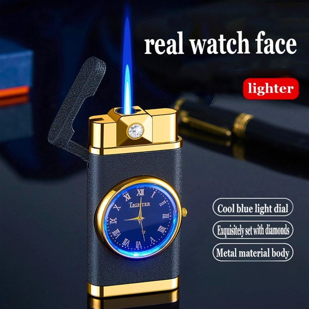 Watch Lighter, Refillable Lighter, Fancy Metal Lighter aximart products images (2) Refillable Fancy Watch Lighter Stylish Metal Timepiece with Windproof Blue A1 Jet Super Flame and Push-Button Ignition - Image 4
