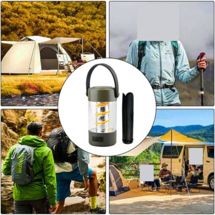 Wireless Bluetooth camping lantern with built-in stereo speaker for outdoor use in Pakistan – waterproof, rechargeable, and portable