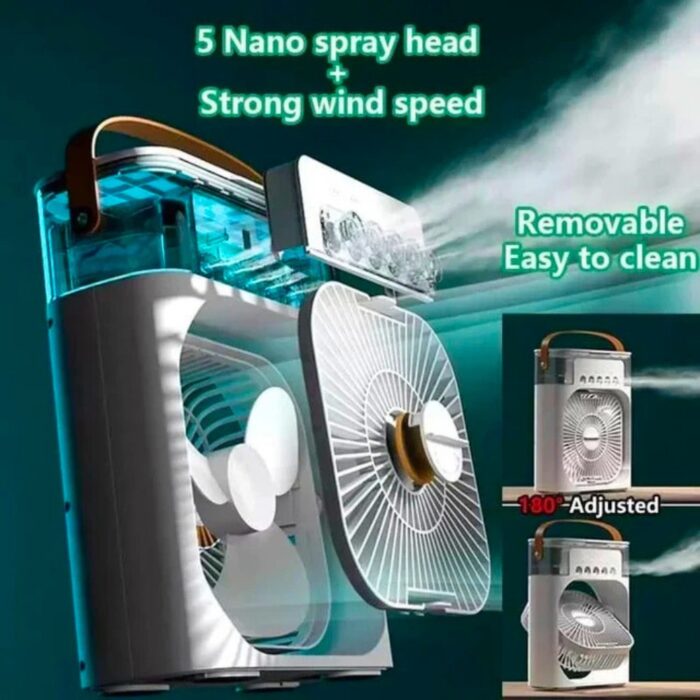 Original Large Electric Portable Air Cooler Fan with Humidifier 💨, LED Night Light & Mist Spray | Mini Portable AC 🌬️, Quiet Fan for Room, Travel & Office in Pakistan - Image 3