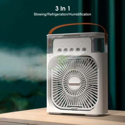"Mini USB Portable Air Cooler with LED Light, Humidifier & 3-Speed Cooling Fan – Best Personal Air Conditioner Fan in Pakistan"
