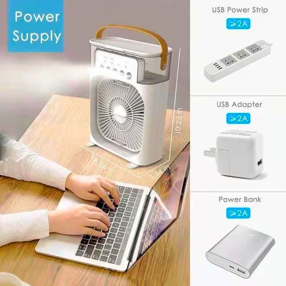 portable air conditioner fan, usb air cooler aximart products images (6) Original Large Electric Portable Air Cooler Fan with Humidifier 💨, LED Night Light & Mist Spray | Mini Portable AC 🌬️, Quiet Fan for Room, Travel & Office in Pakistan - Image 7