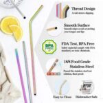 Stainless Steel Reusable Metal Straws 6 Piece Pack with Super Cleaning Brush BPA Free, Food Grade - Image 3