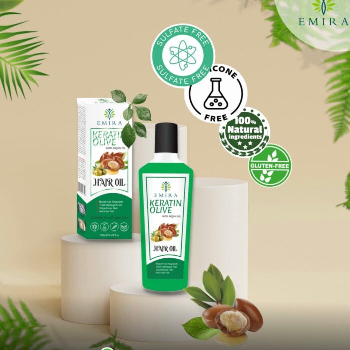 Emira Keratin and Olive Hair Treatment Oil, Enhanced with Argan Oil, Strengthens and Nourishes Hair Care Formula - Image 2