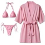 3-Piece Swimwear & Lounge Set for Women, Monokini with Bikini & Sheer Robe, Stylish Beach & Pool Outfit, Free Size 28–38, Available in Maroon, Black, Blue, Pink & Grey