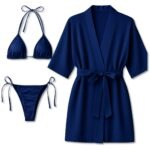 3-Piece Swimwear & Lounge Set for Women, Monokini with Bikini & Sheer Robe, Stylish Beach & Pool Outfit, Free Size 28–38, Available in Maroon, Black, Blue, Pink & Grey - Image 3