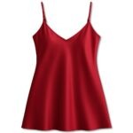Black Satin Slip Dress, Sleeveless Camisole with Adjustable Thin Straps, Glossy Satin Nightwear, Free Size 28–36, Available in Black, Blue & Maroon