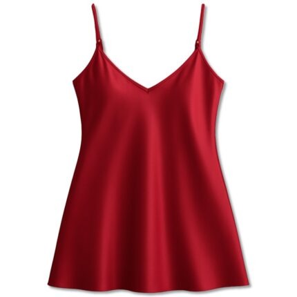 Black Satin Slip Dress, Sleeveless Camisole with Adjustable Thin Straps, Glossy Satin Nightwear, Free Size 28–36, Available in Black, Blue & Maroon
