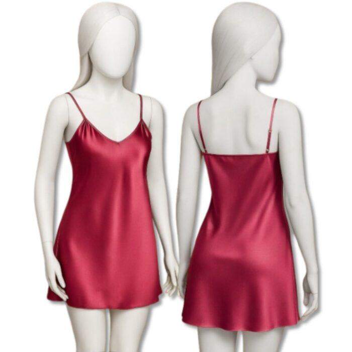 Black Satin Slip Dress, Sleeveless Camisole with Adjustable Thin Straps, Glossy Satin Nightwear, Free Size 28–36, Available in Black, Blue & Maroon - Image 3