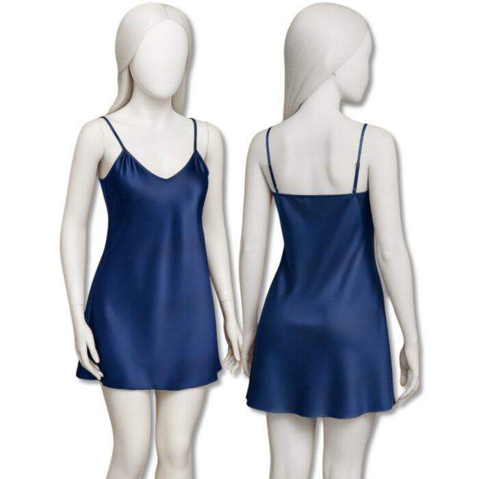 Black Satin Slip Dress, Sleeveless Camisole with Adjustable Thin Straps, Glossy Satin Nightwear, Free Size 28–36, Available in Black, Blue & Maroon - Image 2