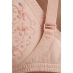 Cotton Embroidered Chikan Bra for Women Pink Daily Wear Bra with Super Soft Breathable Fabric, Floral Embroidery, Adjustable Straps & 2-Hook - Image 2