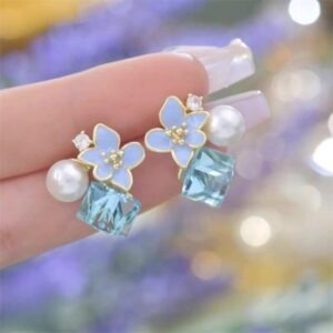 Crystal Flower Korean Earrings