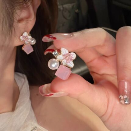 Crystal Flower Korean Earrings Elegant Floral Design with Dazzling super Crystal Petals, Available in 6 Stunning Colors