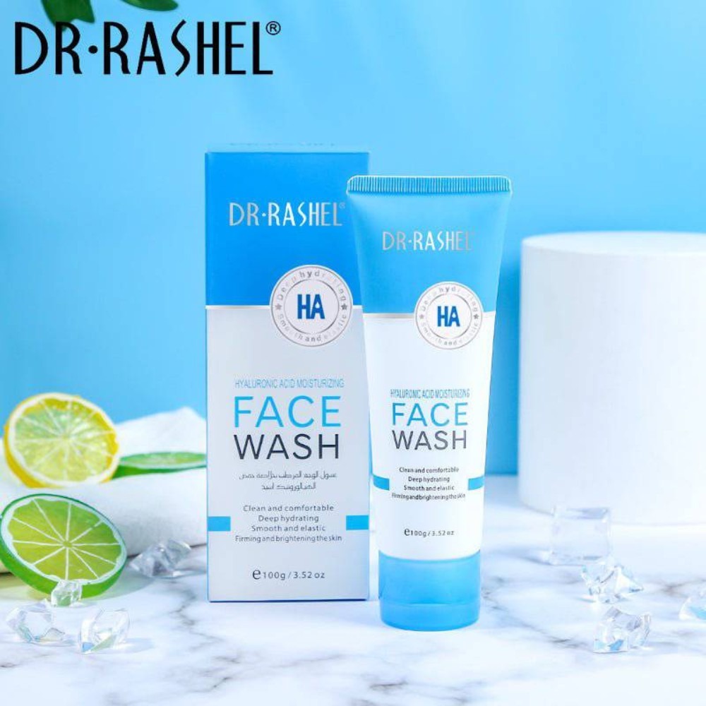 DR RASHEL Face Wash glazmart (2) Original DR.RASHEL Hyaluronic Acid Hydrating Moisturizing and Smooth Face Wash, Deep Cleansing, Gentle Foaming Cleanser for All Skin Types – 100g - Image 1